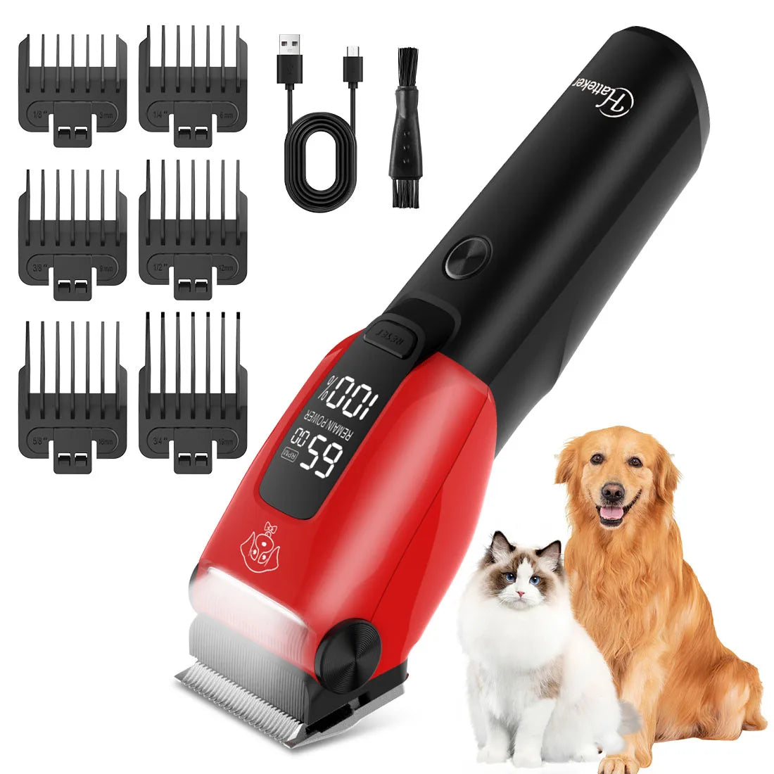 Hatteker Electric Pet Hair Clipper for Dogs And Cats Professional Pet Grooming Trimmer Kit with Adjustable Blades