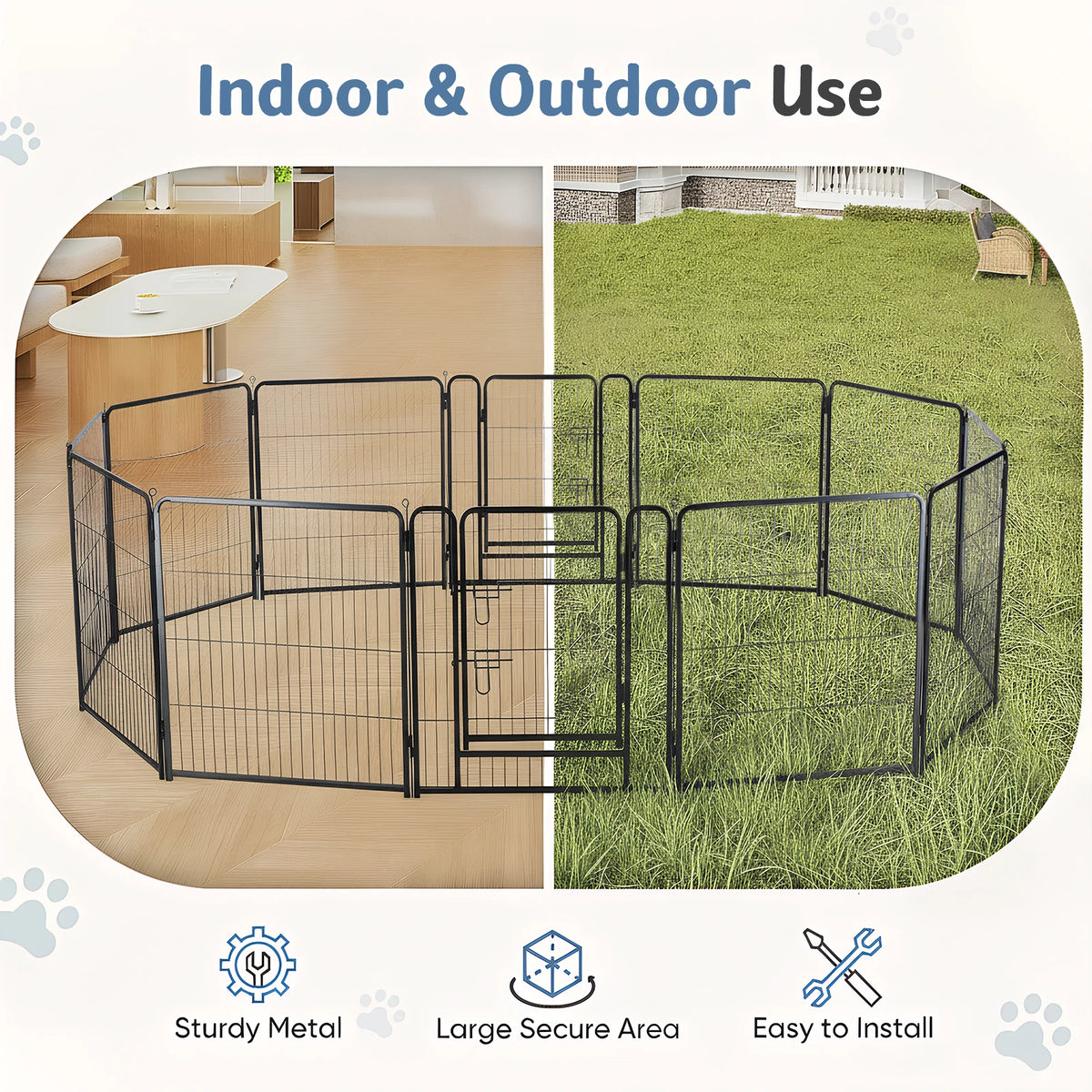 JHK Premium Metal Dog Playpen For Indoor Outdoor Exercise