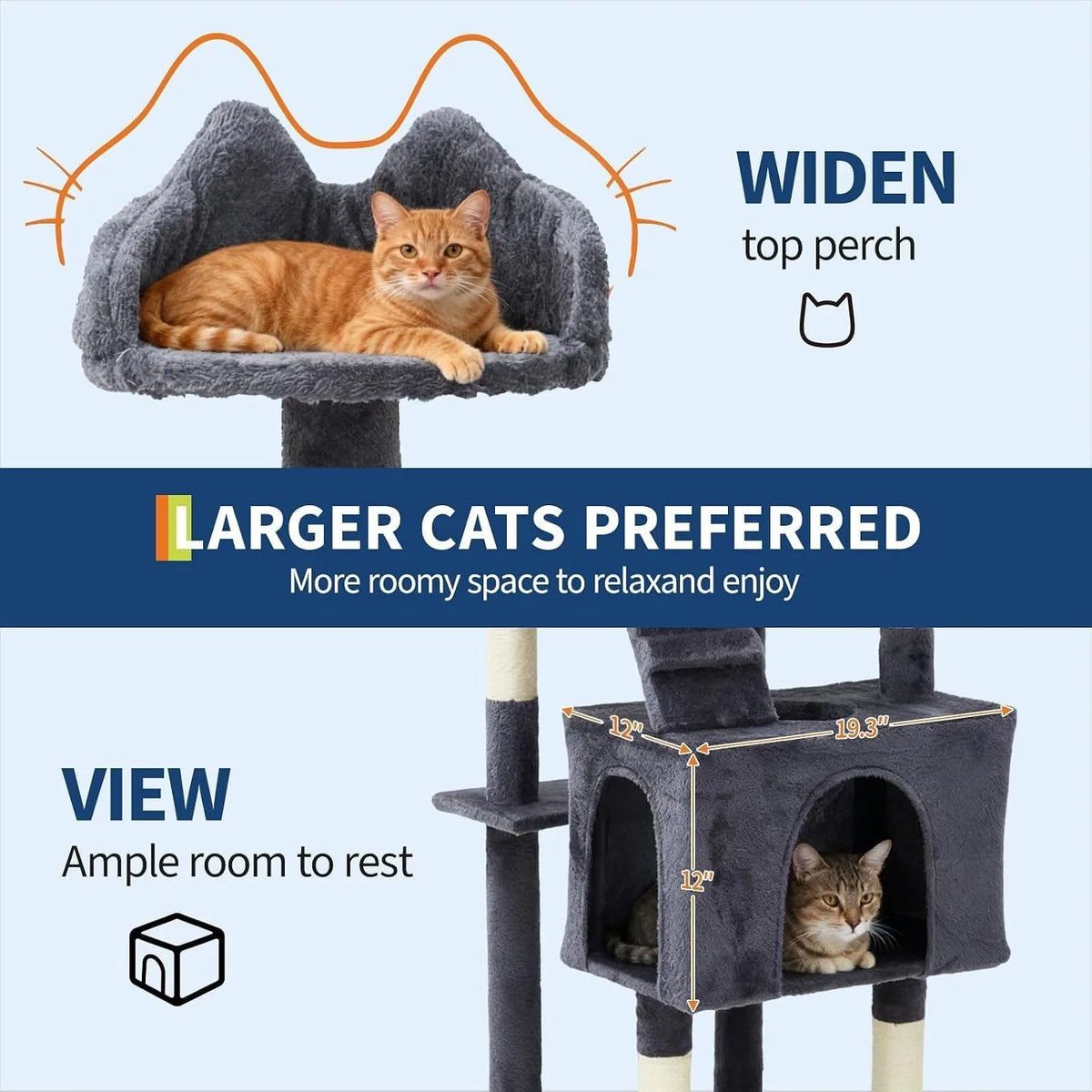 Multi Level Cat Tree With Sisal Scratching Posts And Hammock