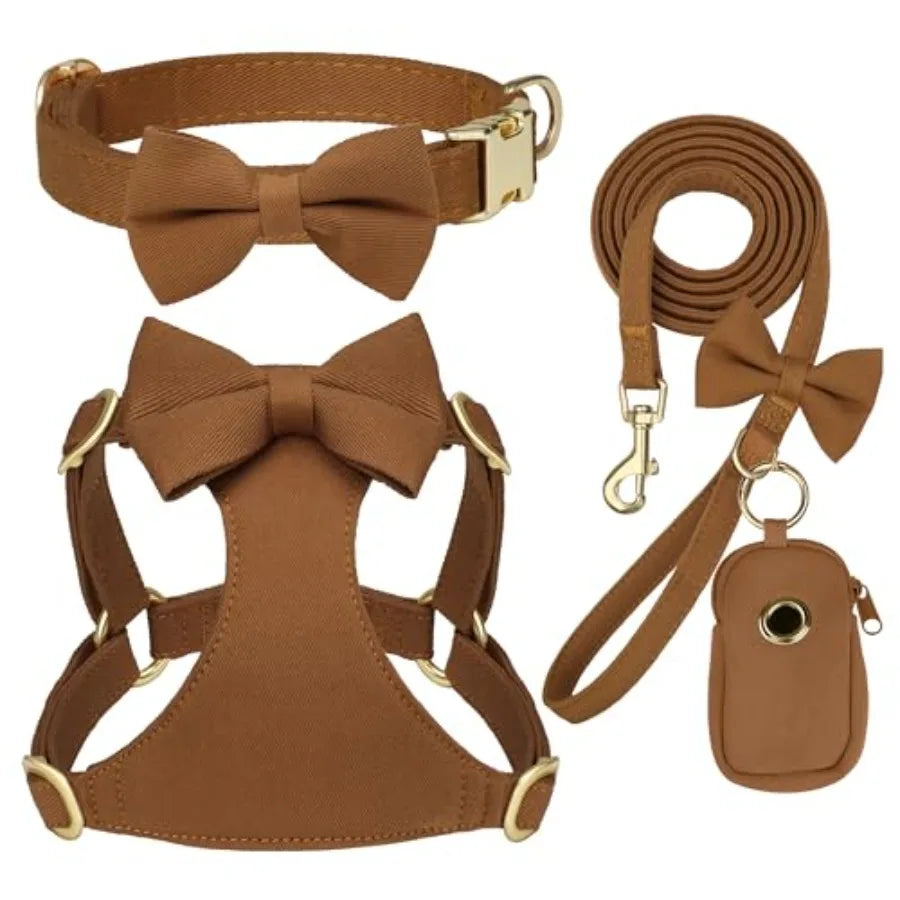 Adjustable Step In Dog Harness Collar And Leash Set