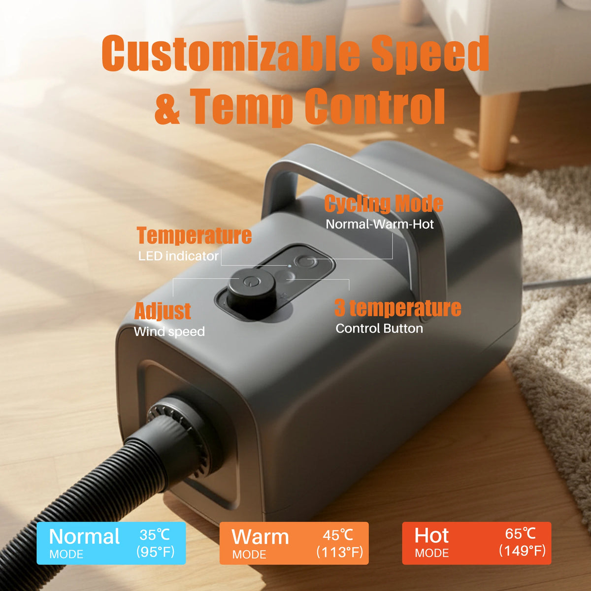 Professional Low Noise Pet Grooming Vacuum Dryer Kit
