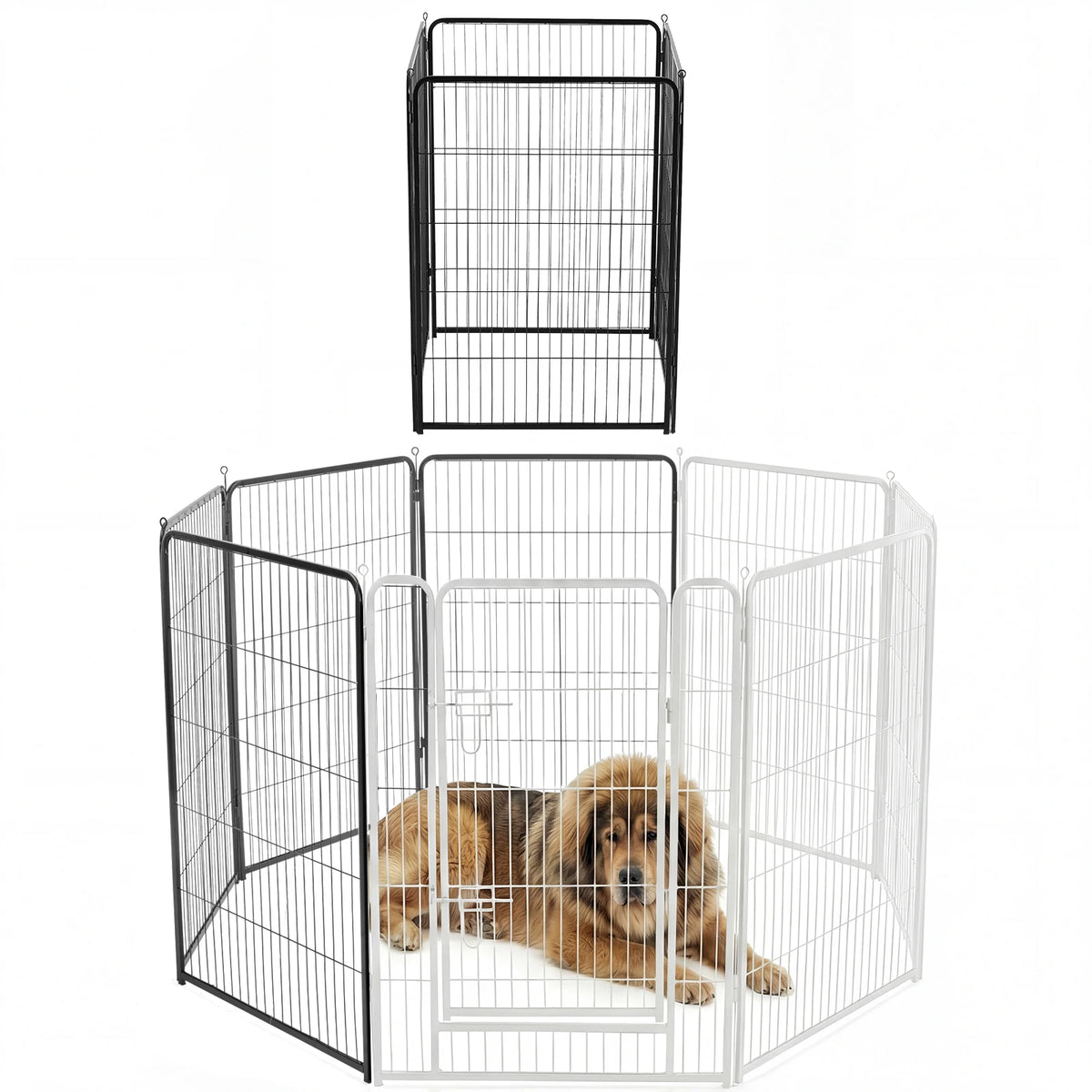JHK Foldable Metal Dog Pet Fence For Large Puppies Outdoors