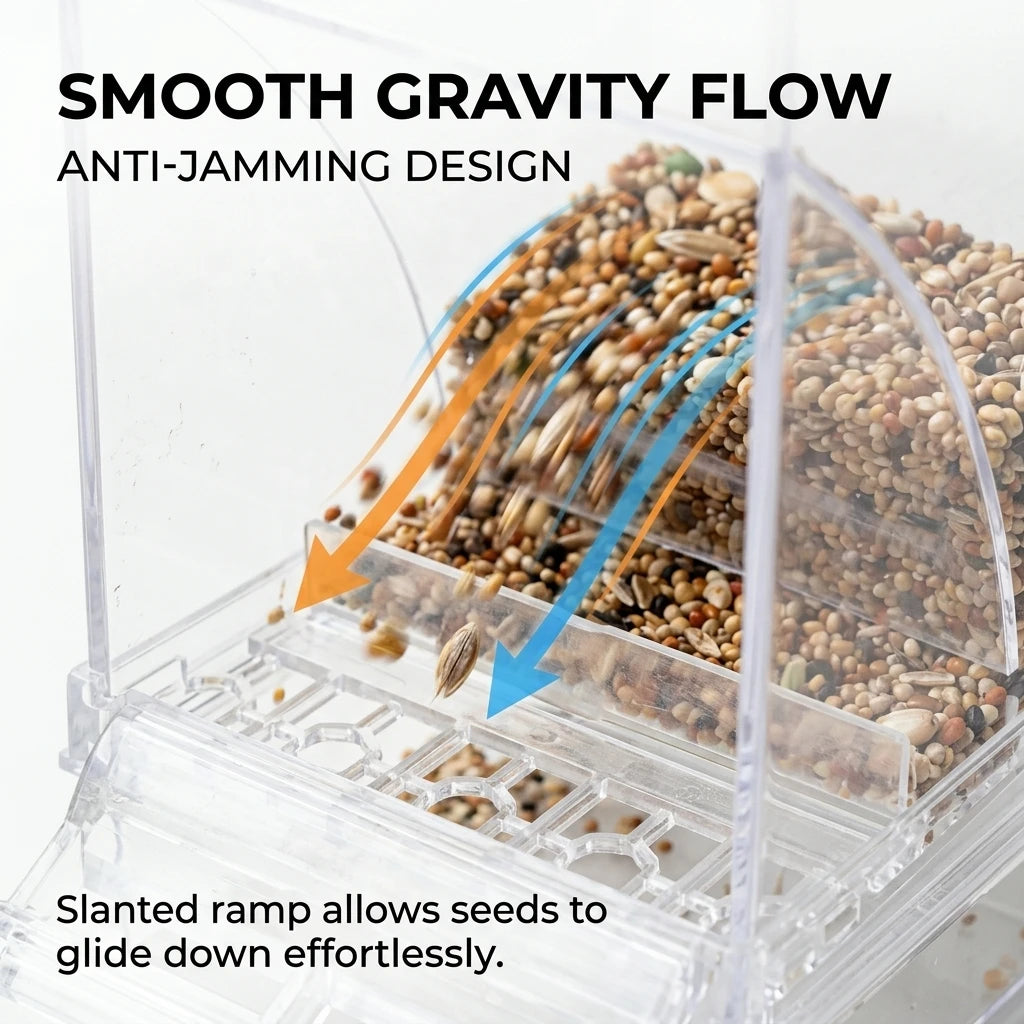 Clear Acrylic Spill Proof Bird Feeder Cage Accessory
