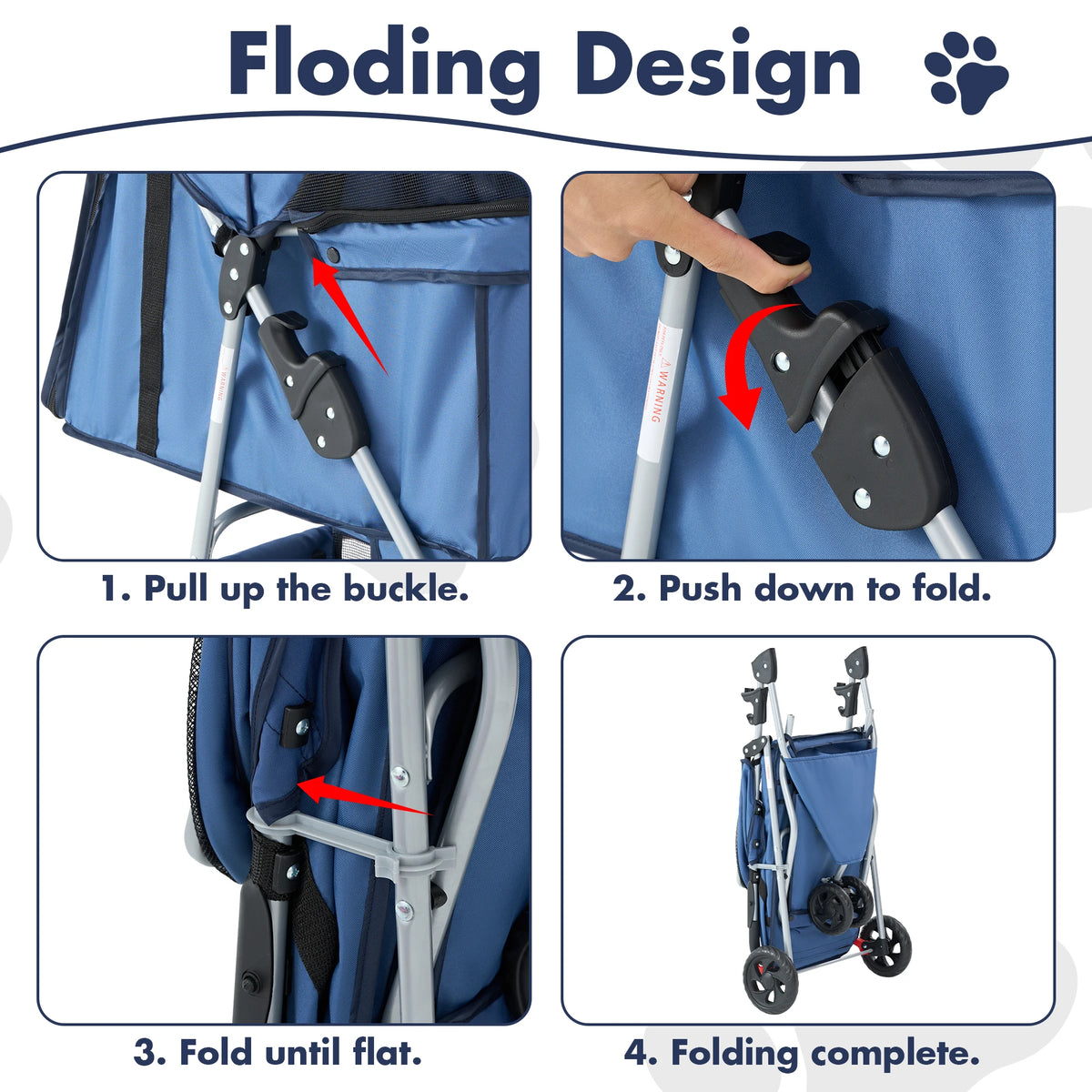Foldable 3 Wheel Pet Stroller For Small Dogs And Cats