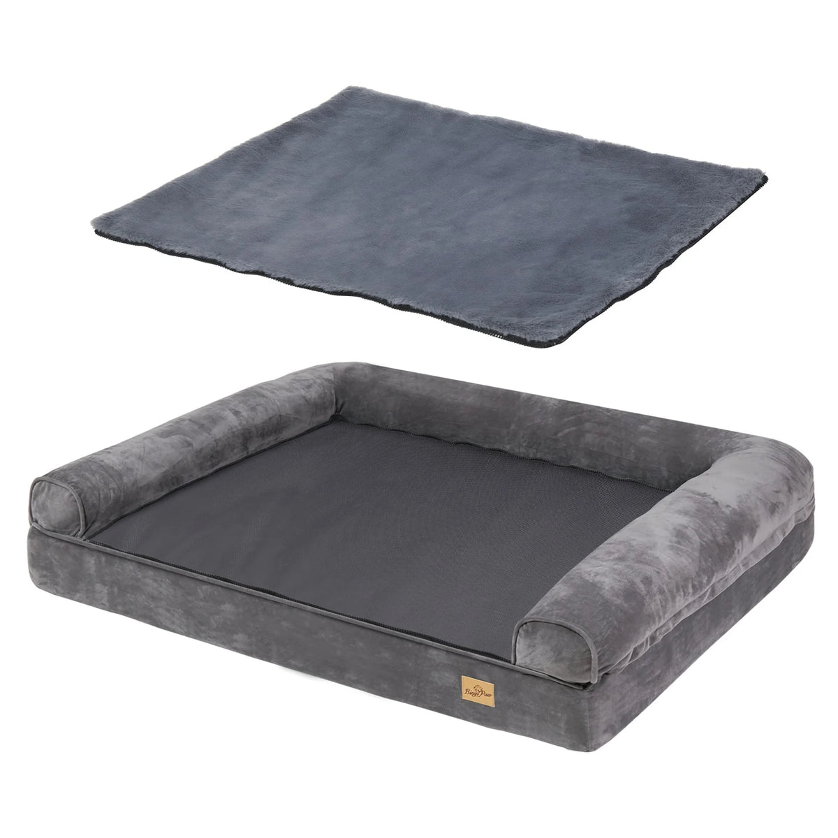 Cozy Bolster Dog Bed With Removable Waterproof Cover And Foam