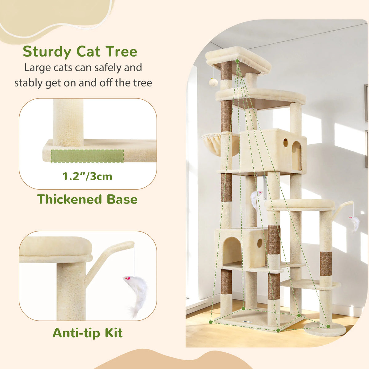 Globlazer Multi-Level Cat Tree Condos Hammock and Sisal Scratching Posts