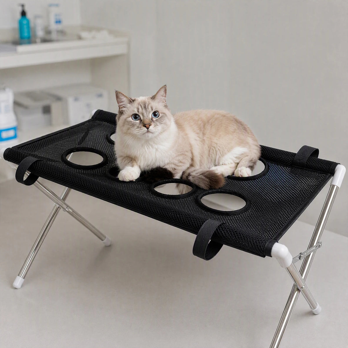 Foldable Dog Grooming Hammock for Small Dogs Cats Pet Bath Sling Nail Trimming Restraint Stainless Steel
