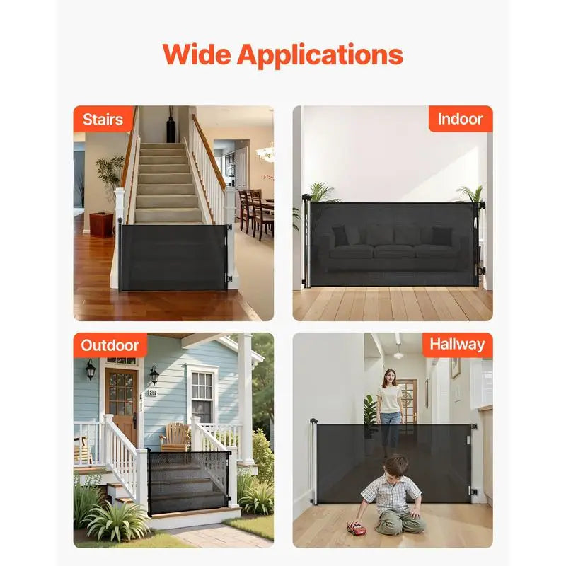 Retractable Mesh Gate With Lock For Stairs And Hallways