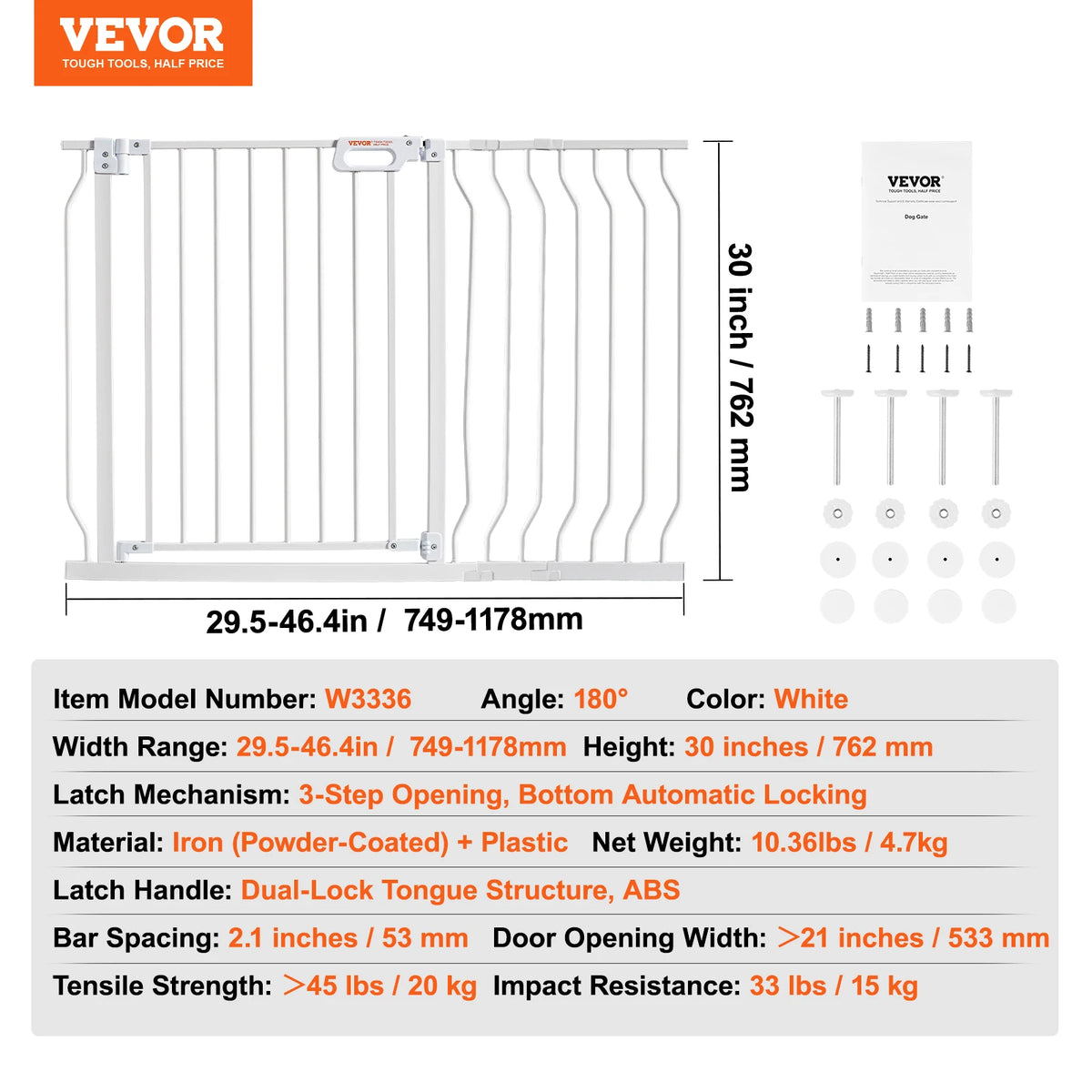 SucceBuy Stainless Steel Pressure Mount Baby Safety Gate