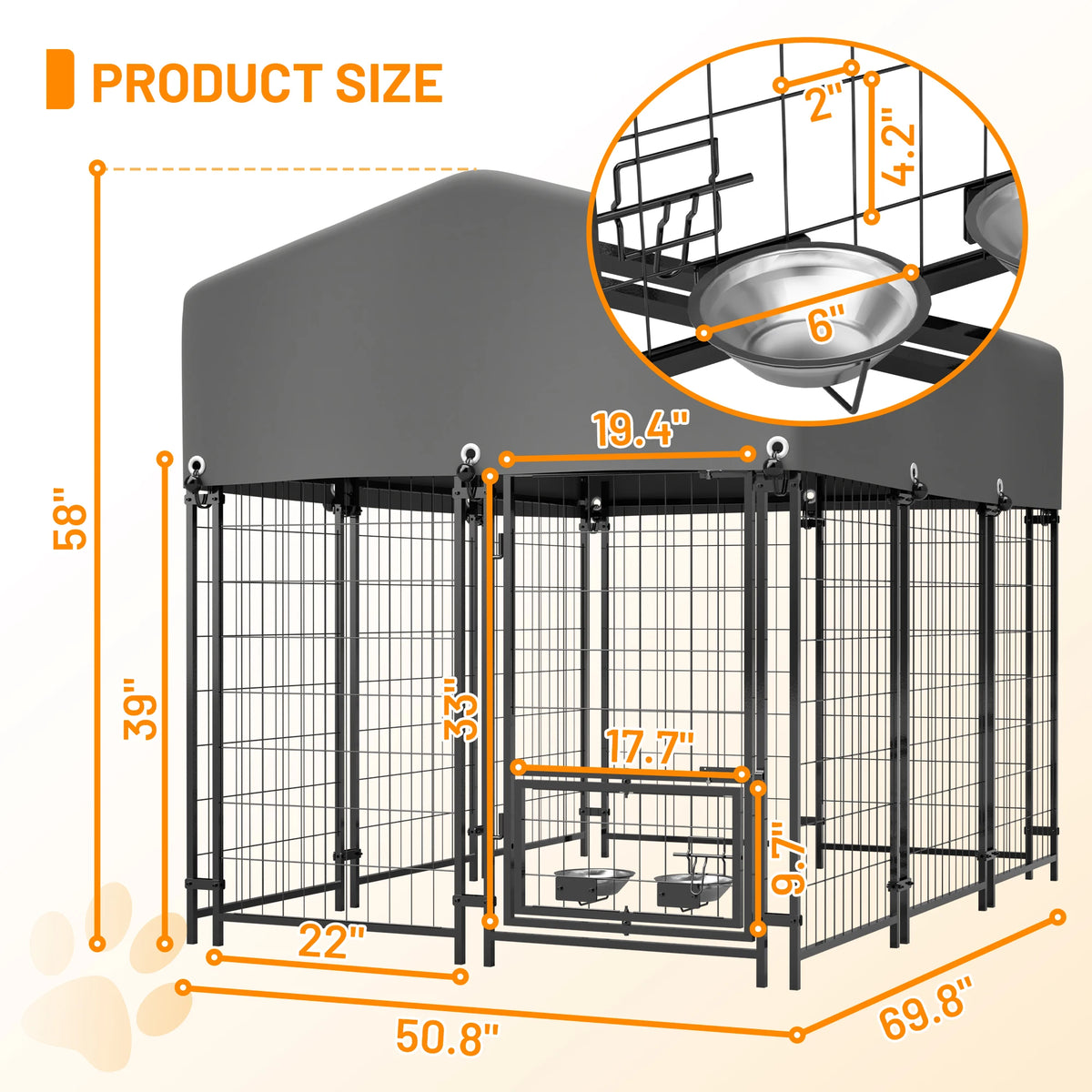 Heavy Duty Welded Wire Dog Kennel With Outdoor Waterproof Cover