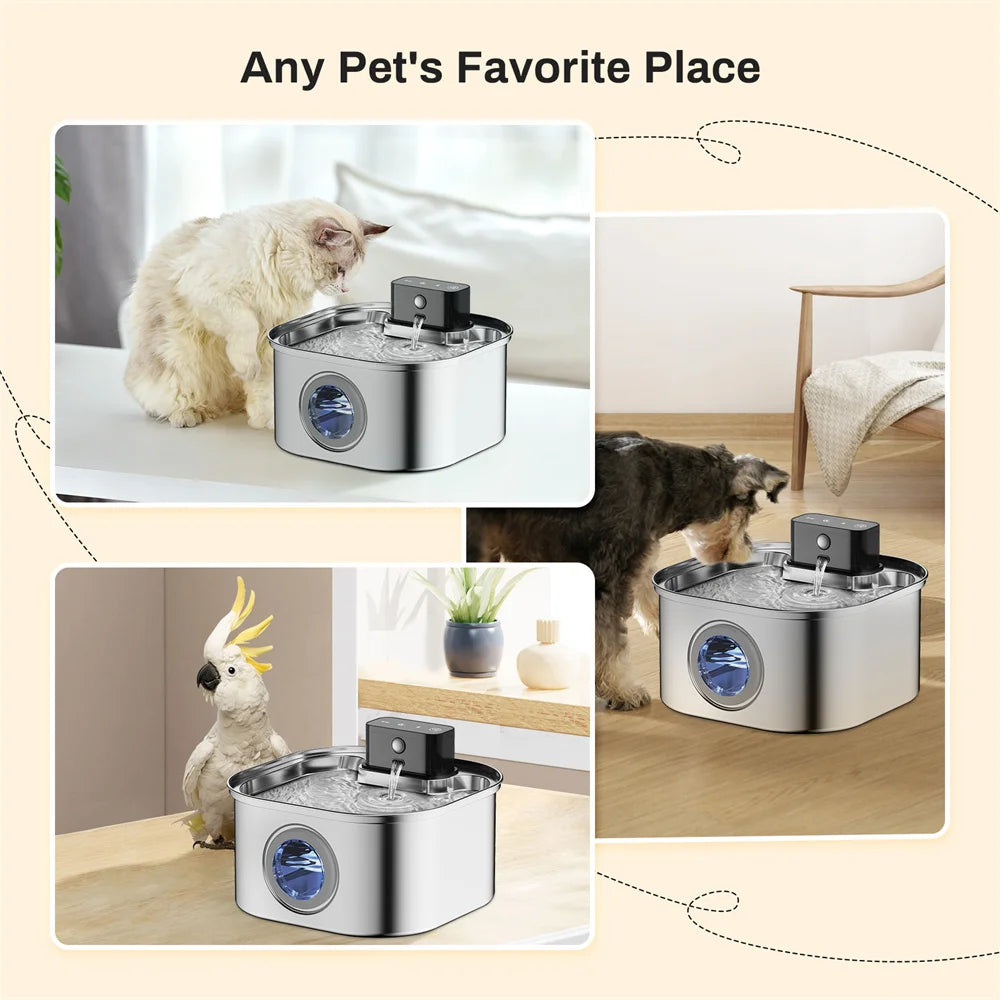 Wireless Stainless Steel Automatic Pet Water Fountain For Cats And Dogs