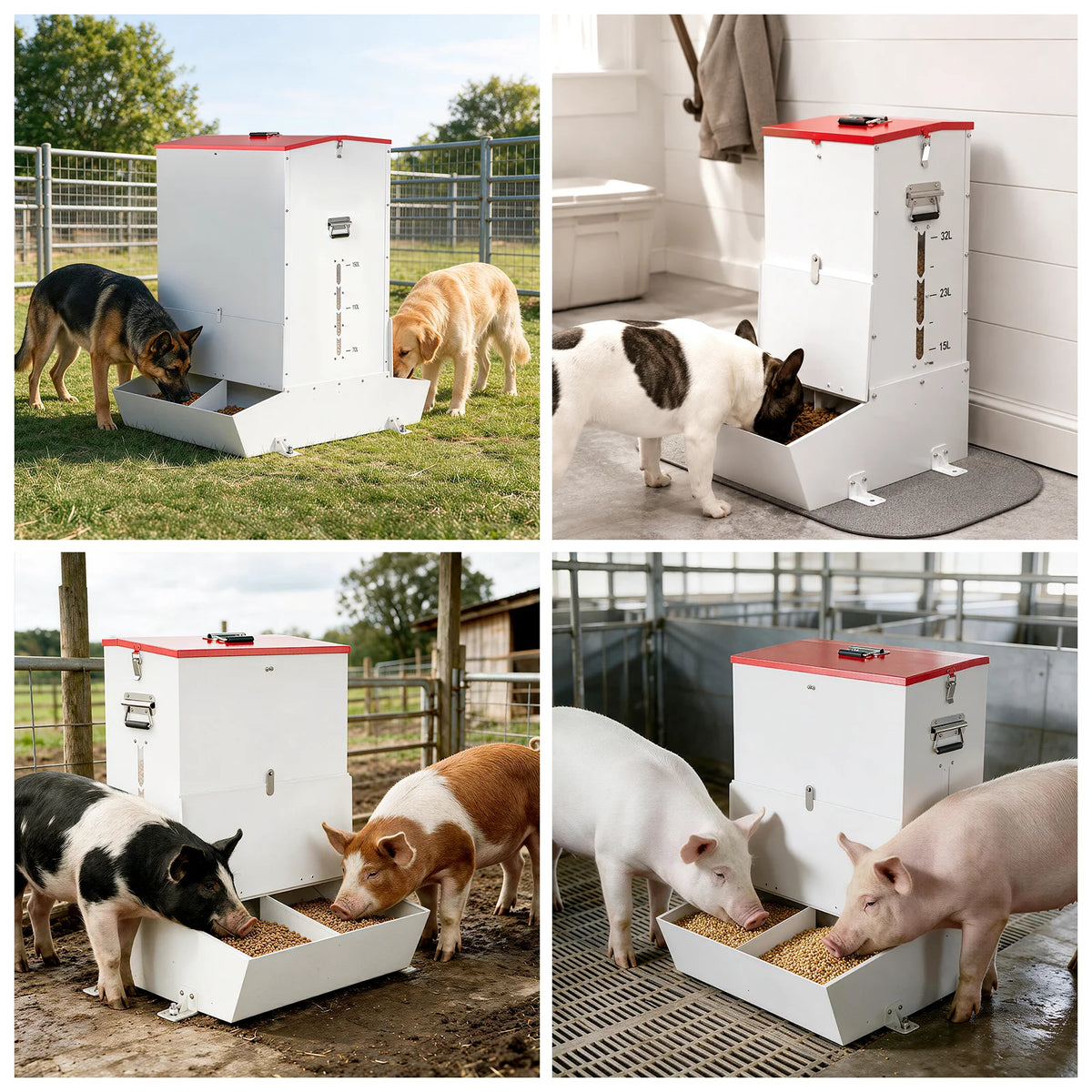 Automatic Lockable Stainless Steel Gravity Feeder for Dogs and Livestock