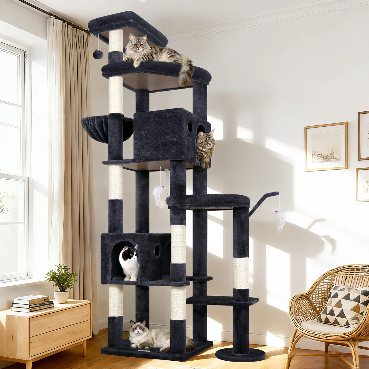 Globlazer Multi-Level Cat Tree Condos Hammock and Sisal Scratching Posts