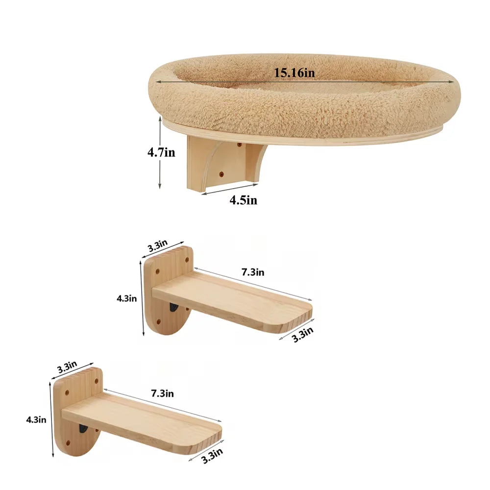 CWV Wall Mounted Cat Climbing Ladder Hammock Scratching Post