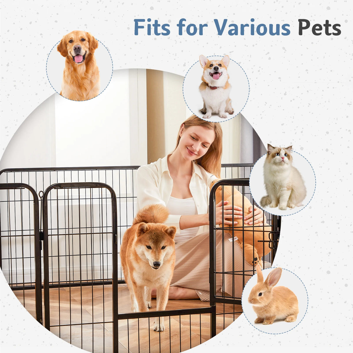 JHK Premium Metal Dog Playpen For Indoor Outdoor Exercise