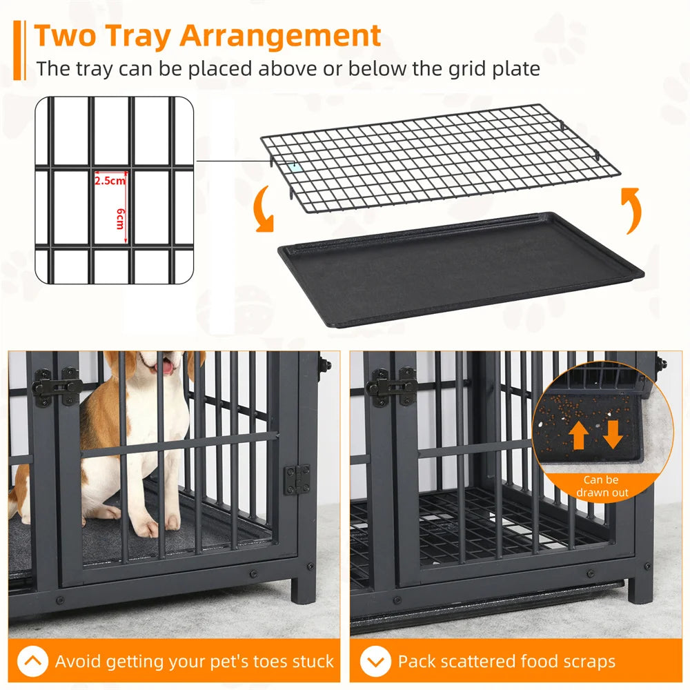 Borwart Wooden Elevated Dog Crate Kennel With Removable Tray