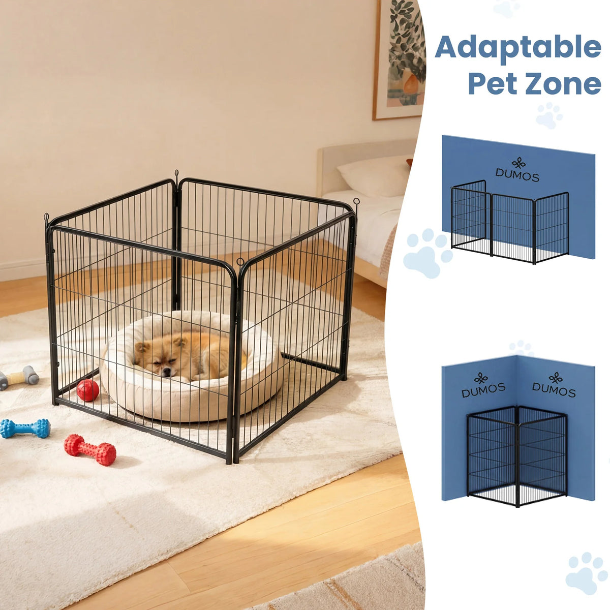 JHK Foldable Metal Dog Pet Fence For Large Puppies Outdoors