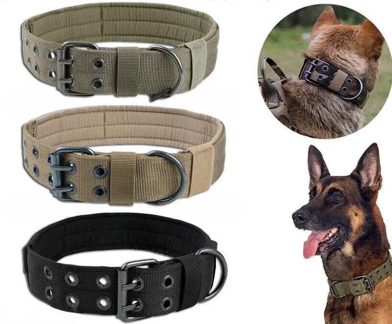 Heavy Duty Tactical Nylon Dog Collar With Adjustable Metal Buckle