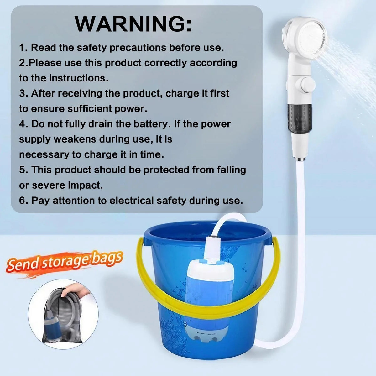 Portable Outdoor Shower Pump Handheld Rechargeable Gentle Flow for Camping Car Washing Pet Bathing Watering Flowers Travel Lightweight Durable Sprayer High Flow Adjustable Nozzle for Strong Yet Gentle Spray Gardening and Pet