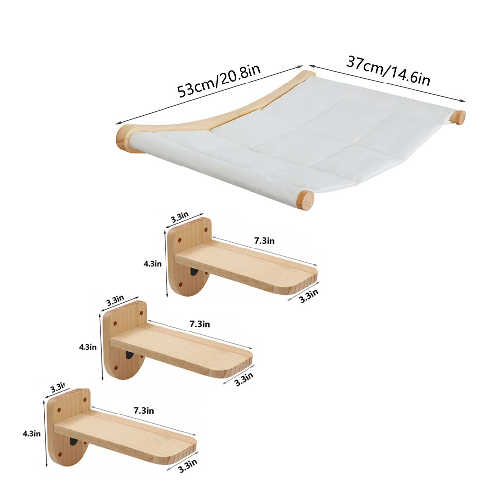 CWV Wall Mounted Cat Hammock Climbing Shelf With Scratching Perch