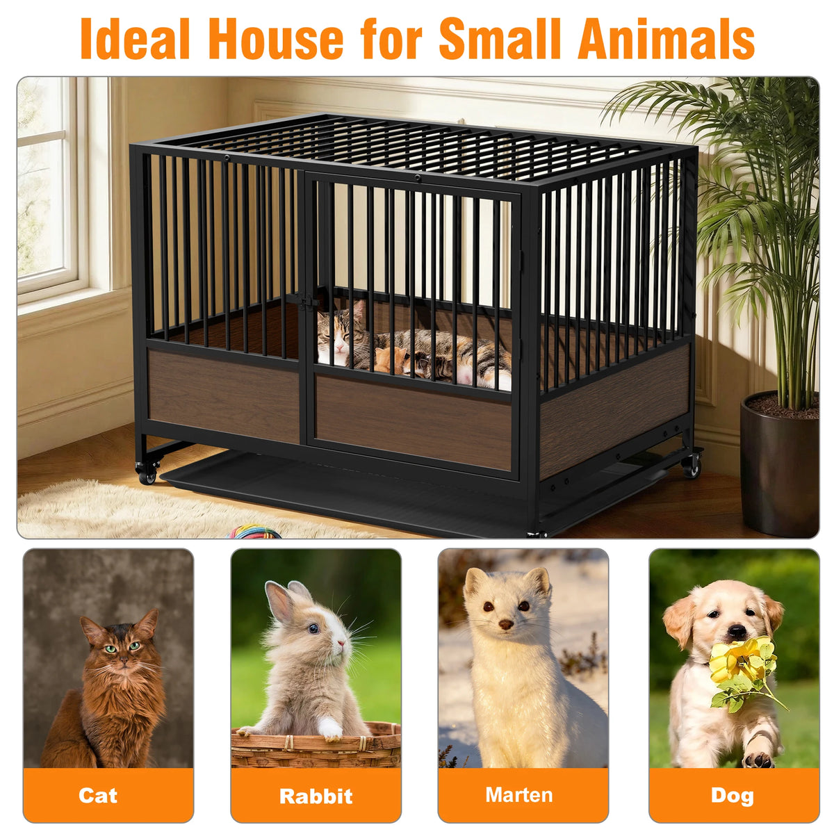 Large Cat Cage Heavy Duty Metal Crate Enclosure Playpen Kennel for Cats and Small Dogs Puppy