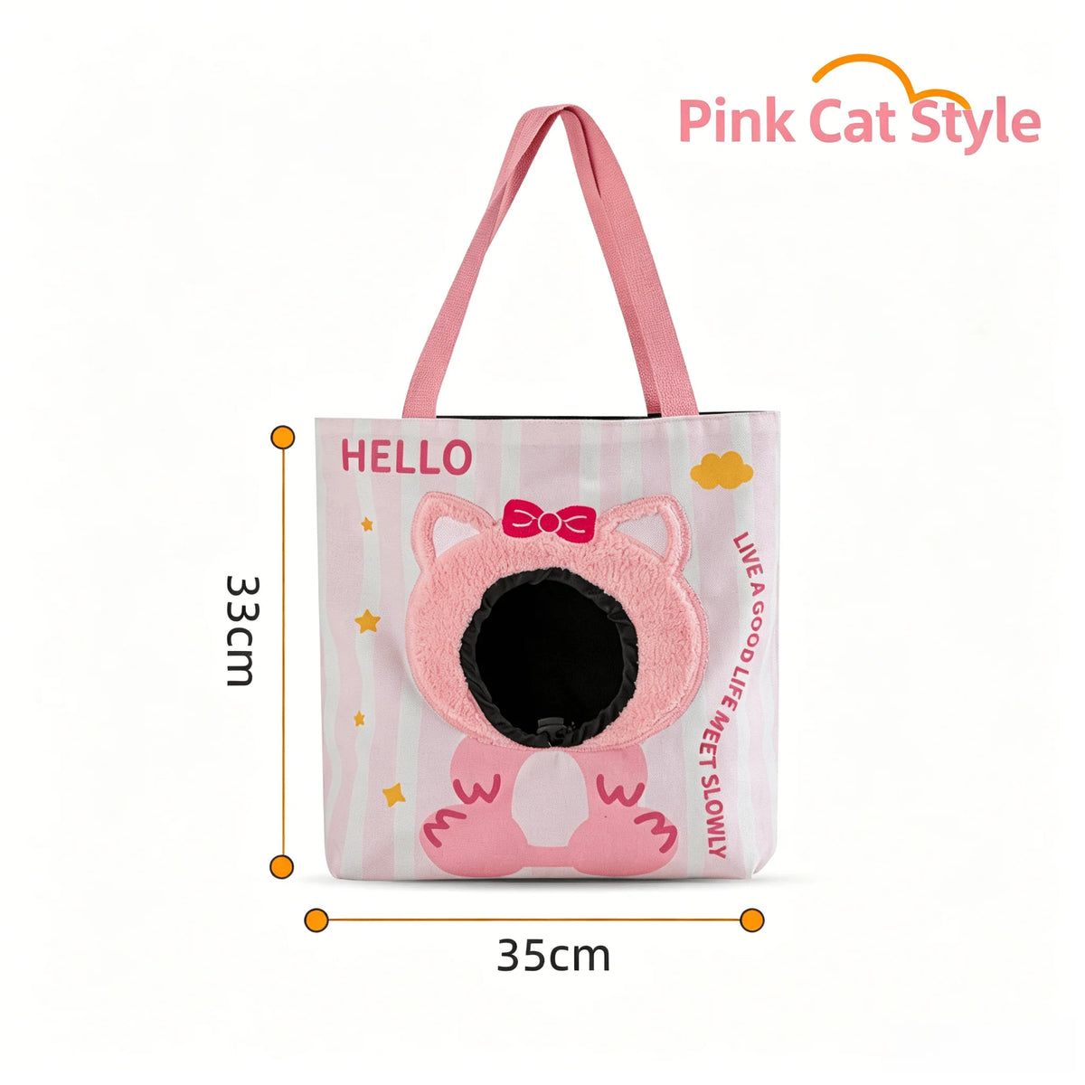 Cartoon Head Out Cat Carrier Breathable Canvas Travel Tote Bag