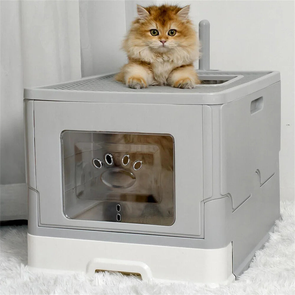 Enclosed Cat Litter Box With Splashproof Design And Easy Cleaning