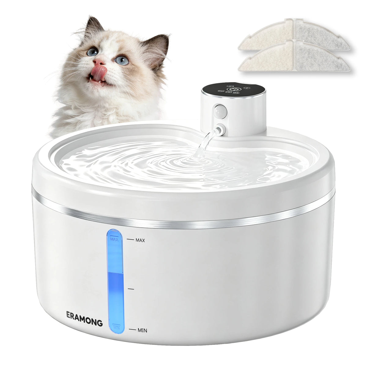 ERAMONG Wireless Cat Water Fountain With Auto Sensor Quiet Dispenser