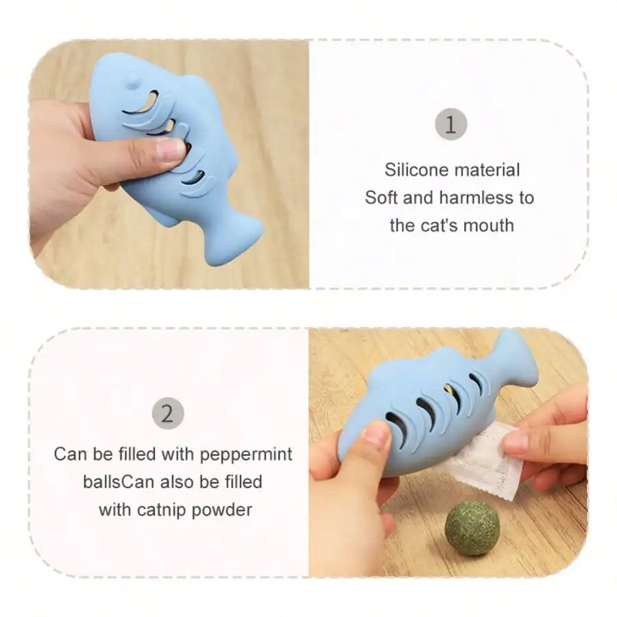Silicone Fish Shaped Slow Feeder Puzzle Toy for Cats and Dogs