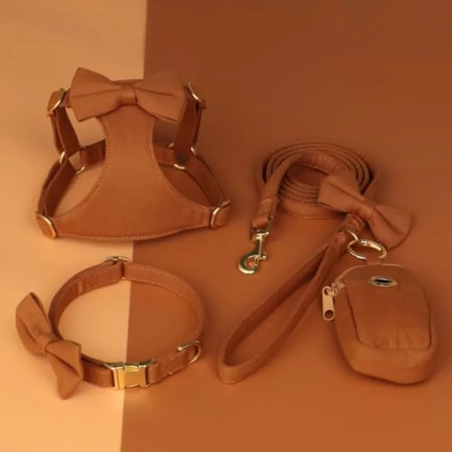 Adjustable Step In Dog Harness Collar And Leash Set