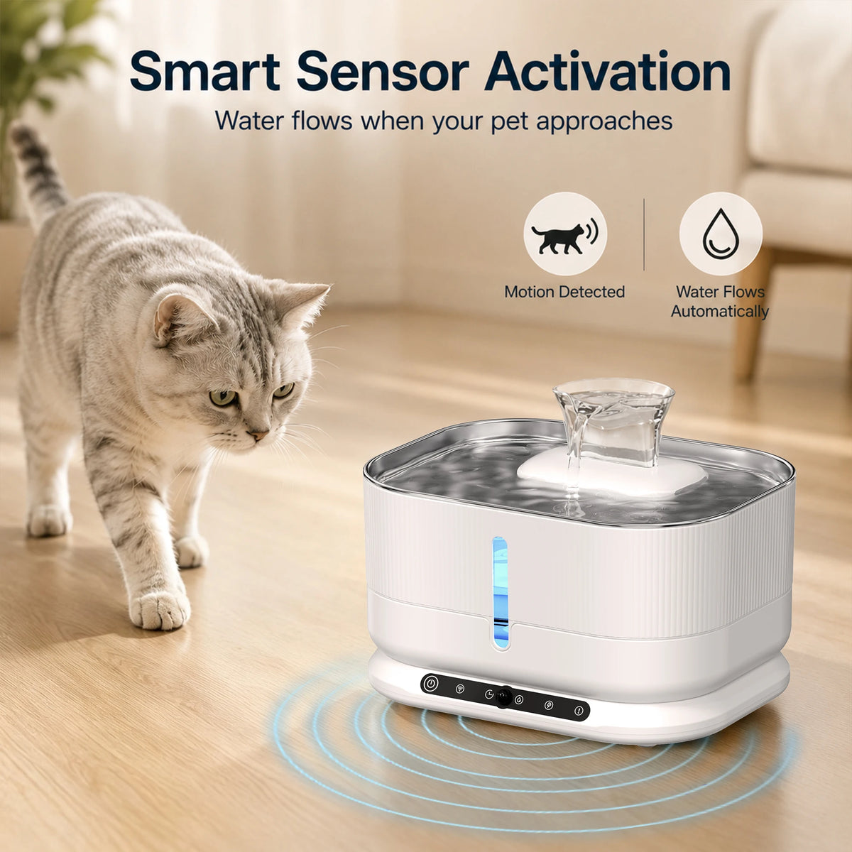 Cordless Rechargeable Automatic Cat Water Fountain Pet Dispenser