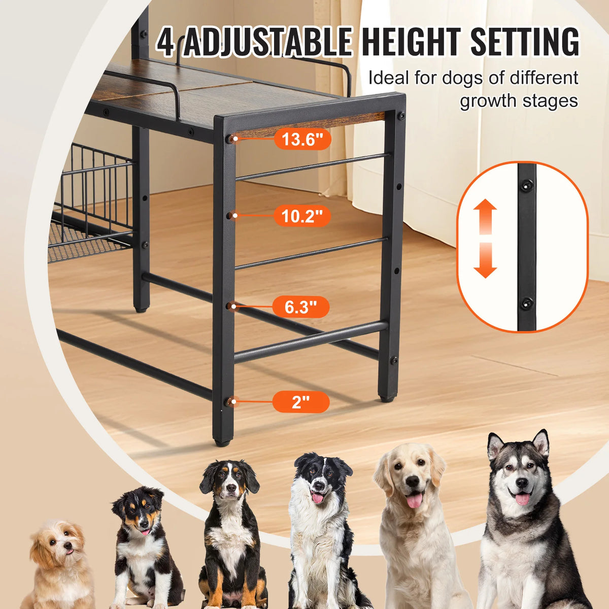 Elevated Dog Bowls With Storage Shelf And Toy Organizer