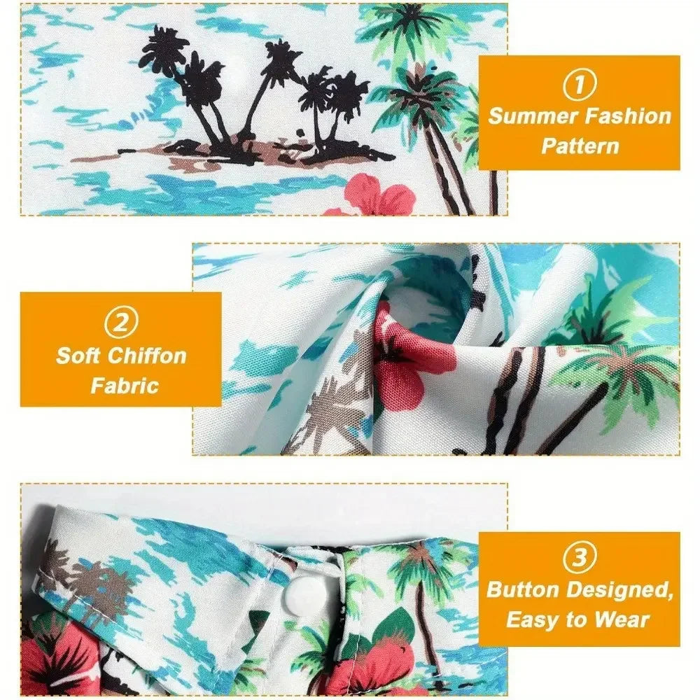Hawaiian Floral Dog Shirts, Breathable Summer Pet Apparel Set