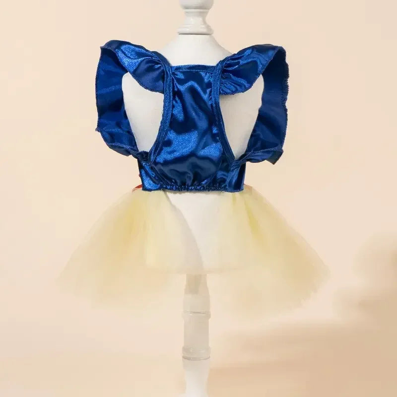 Cute Plaid Print Pet Dress With Bow Elastic Mesh Princess Dress