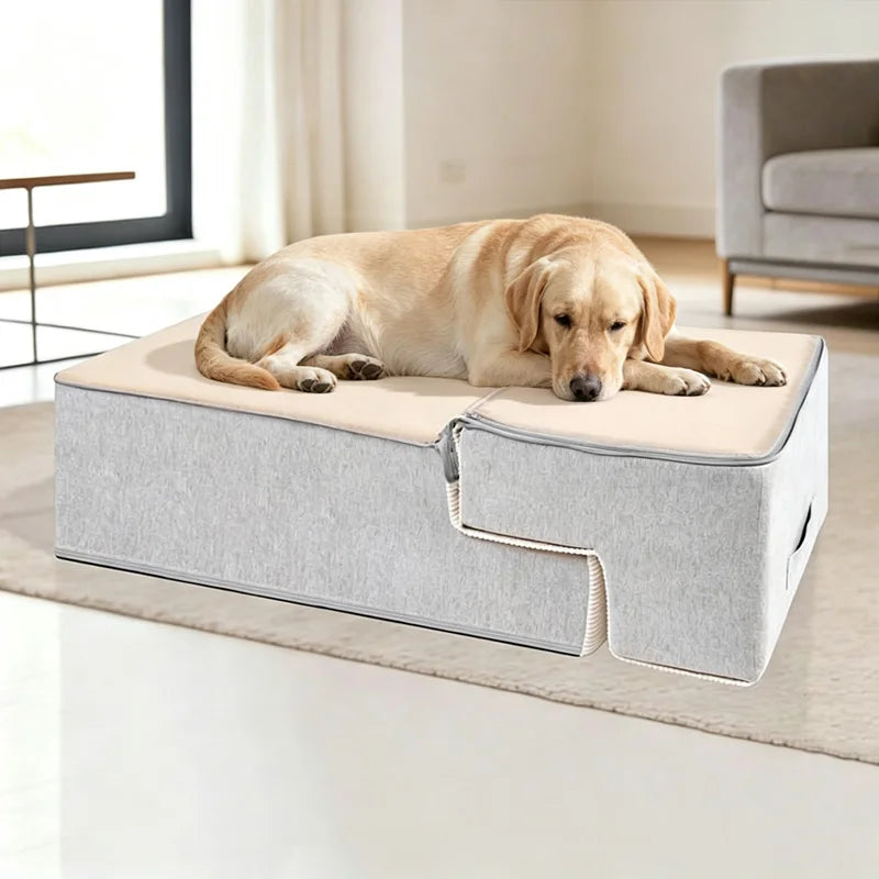 3/4/5 Steps Foldable Dog Stairs for Small & Medium Dogs, High-Density Foam Non-Slip Indoor Pet Steps for Bed, Sofa & Chair, Washable Removable Cover