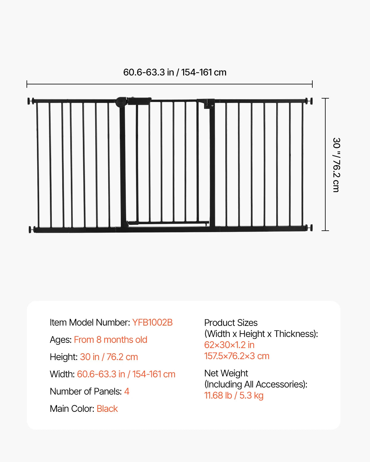 SucceBuy Stainless Steel Pressure Mount Baby Safety Gate