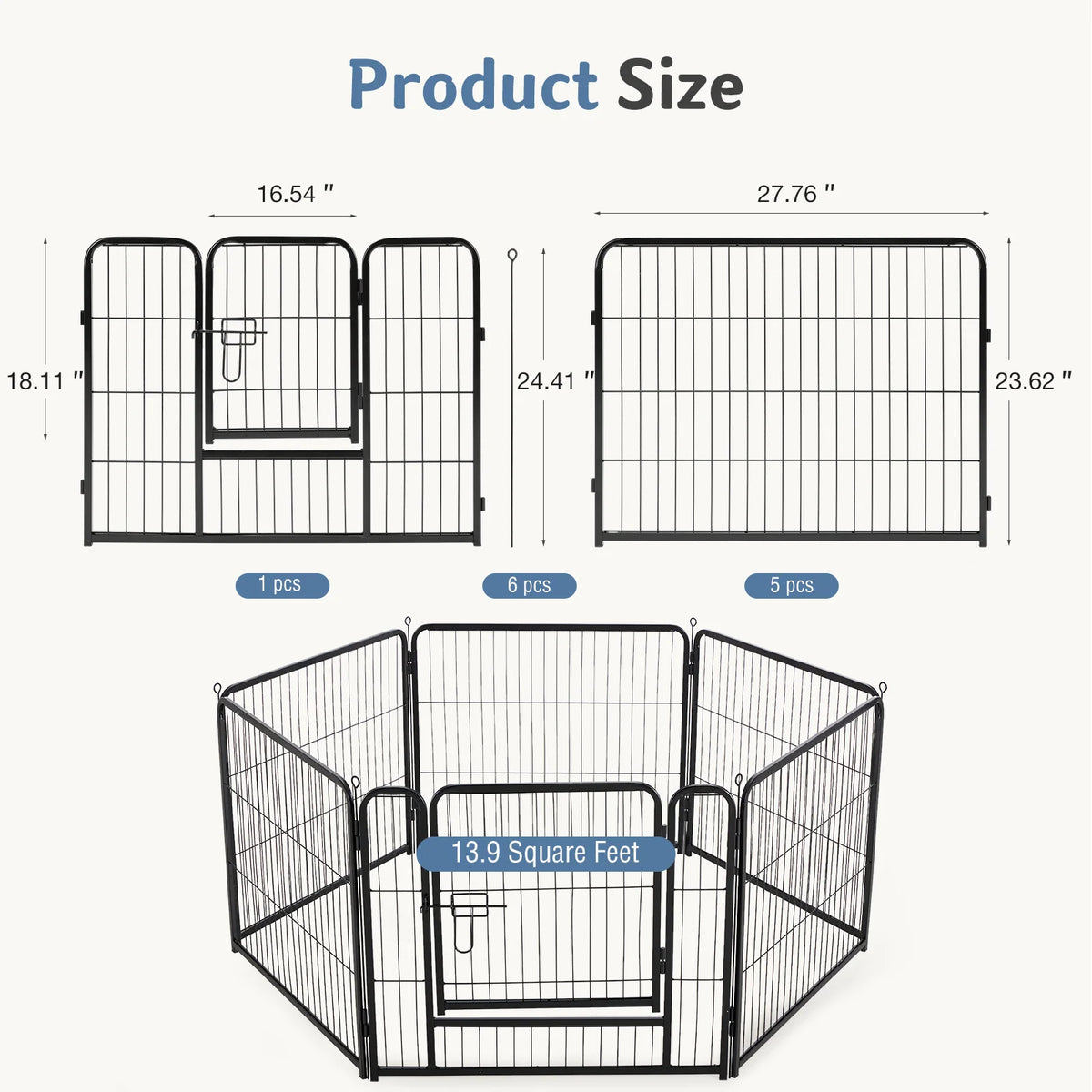 Jhk Sturdy Metal Dog Playpen Foldable Pet Exercise Pen