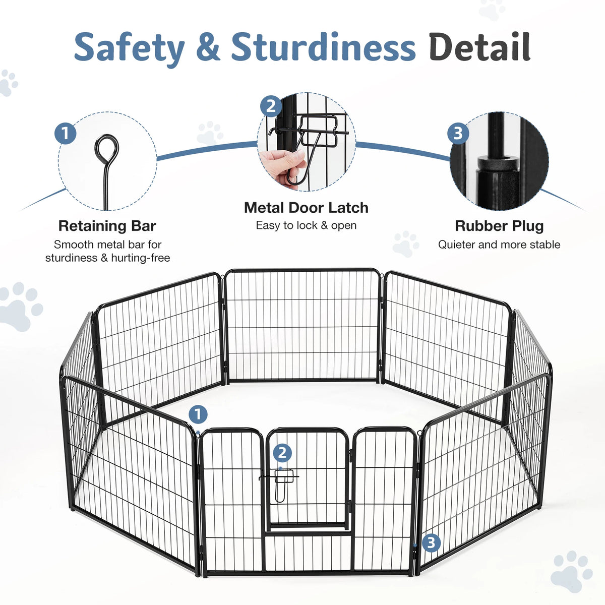JHK Metal Foldable Dog Playpen Pet Fence Outdoor Yard