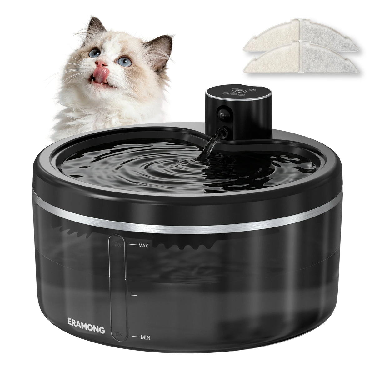 ERAMONG Wireless Cat Water Fountain With Auto Sensor Quiet Dispenser