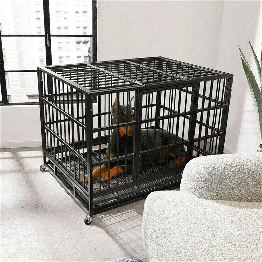 Borwart Heavy Duty Dog Crate With Chew Resistant Square Tube