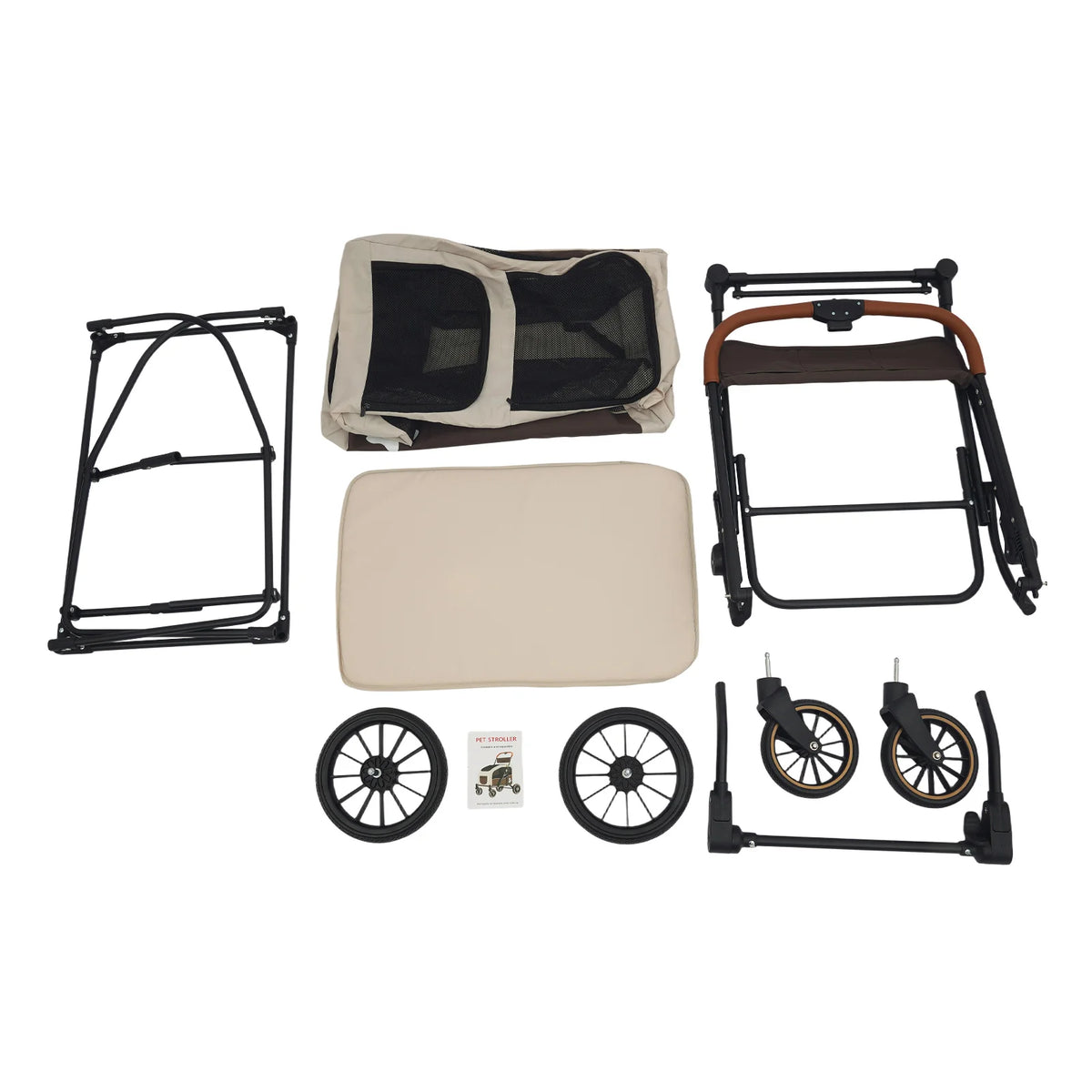 Foldable Dog Stroller with Detachable Cabin for Medium to Large Dogs Spacious Pet Stroller with Mesh Windows