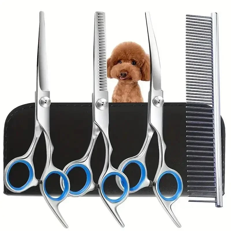 Stainless Steel Round Tip Pet Grooming Scissors, Safe Sharp Anti-Injury Hair Trimmer for Dogs Cats Precise Grooming Tool