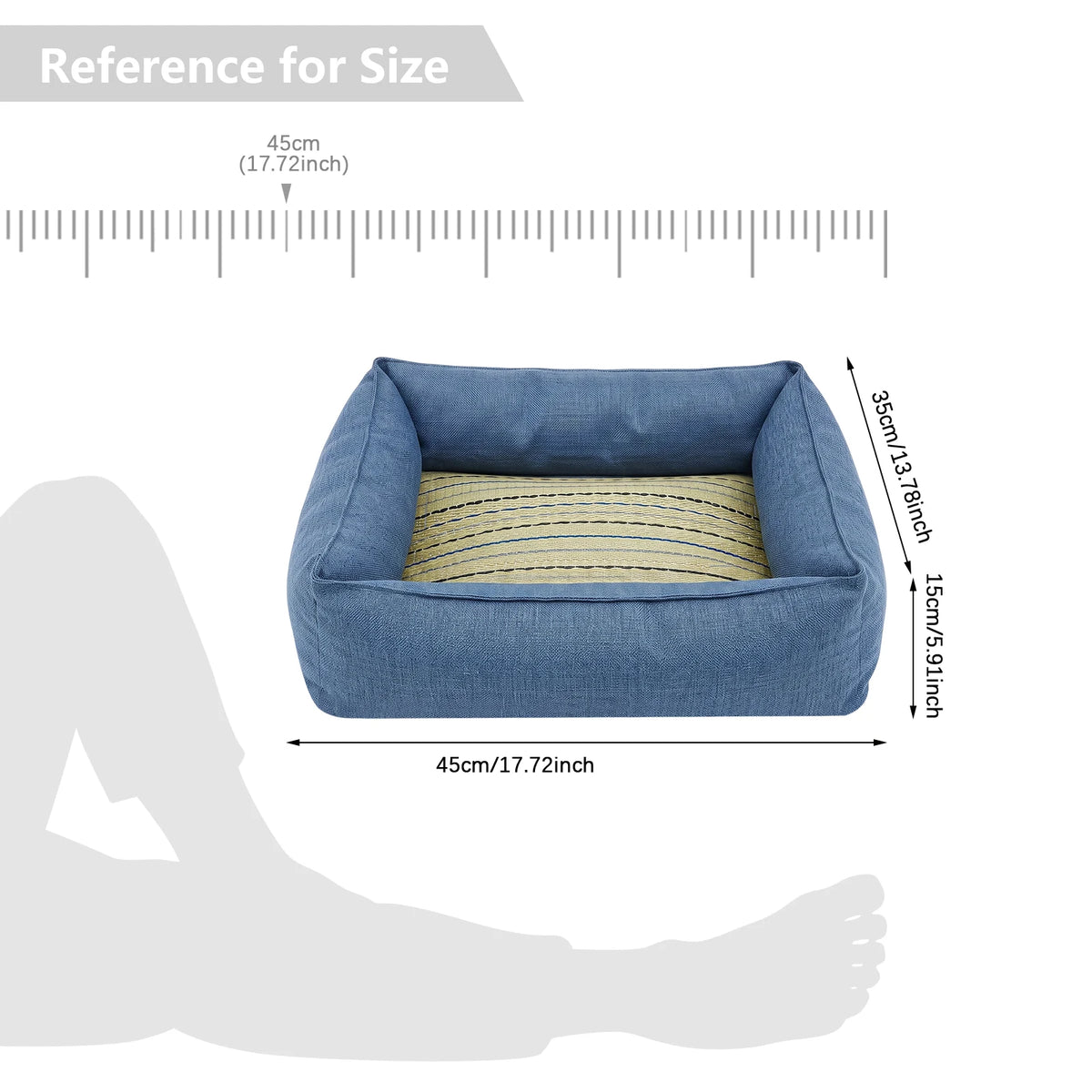 Natural Rush Grass Pet Bed With Raised Edge Non-Slip Base