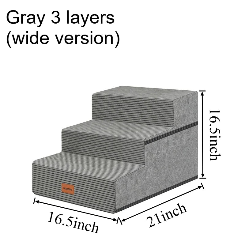 3/4/5 Steps Foldable Dog Stairs for Small & Medium Dogs, High-Density Foam Non-Slip Indoor Pet Steps for Bed, Sofa & Chair, Washable Removable Cover