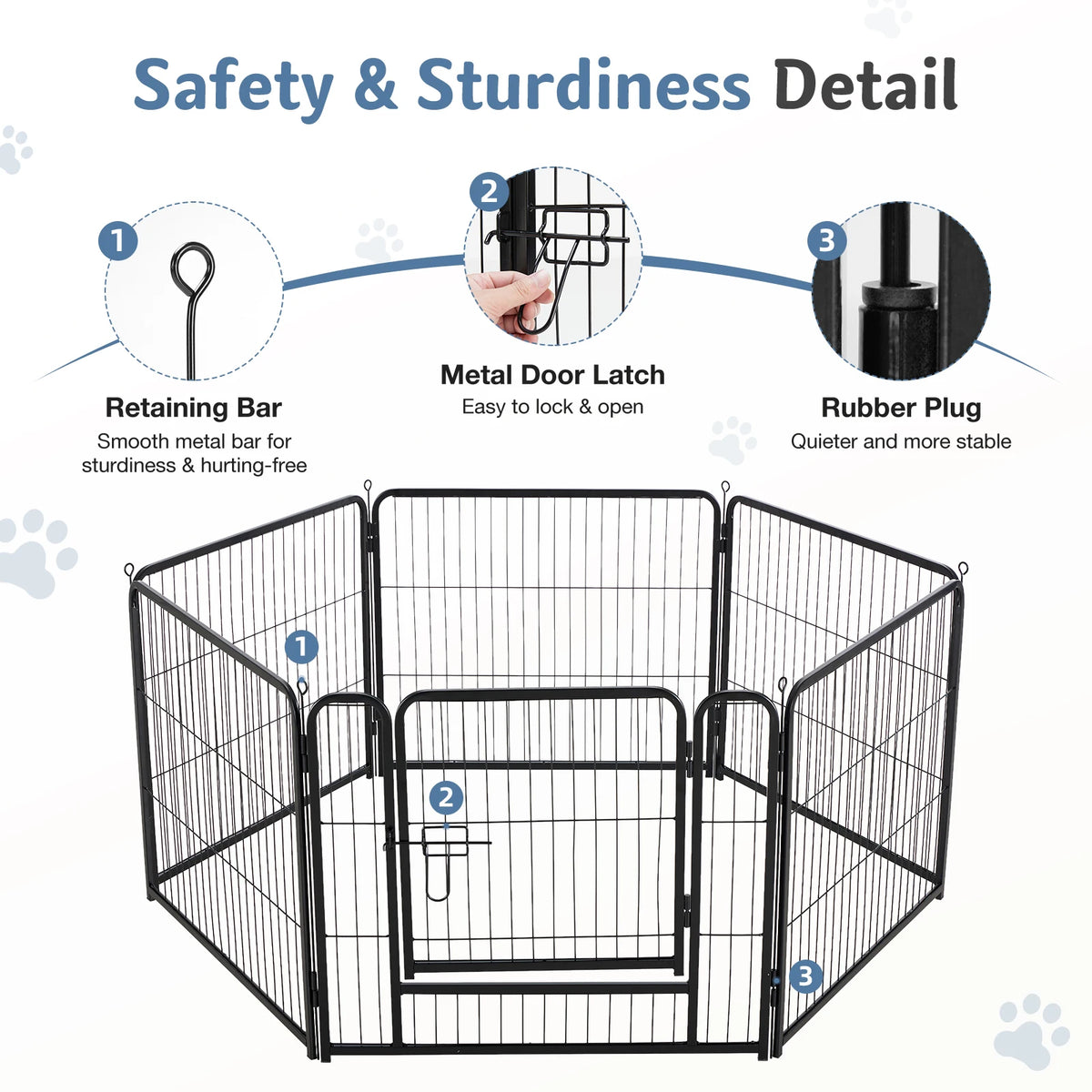 Jhk Sturdy Metal Dog Playpen Foldable Pet Exercise Pen