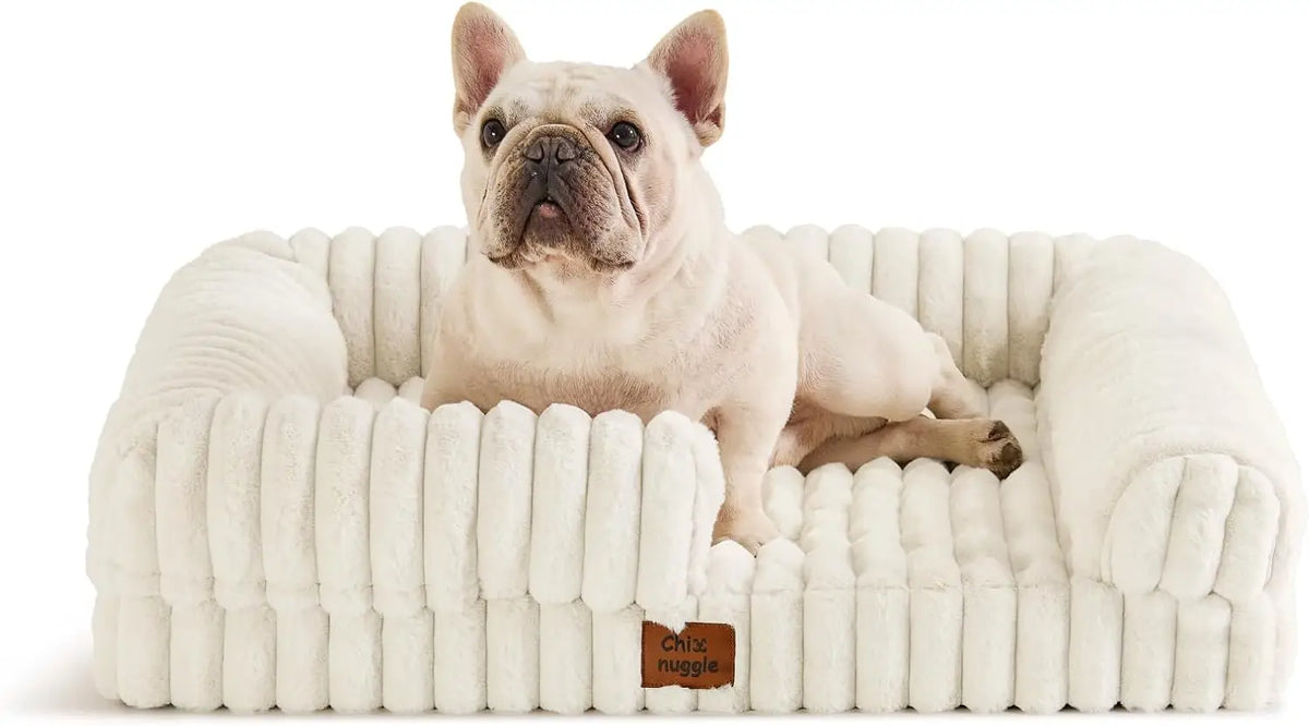 Faux Fur Orthopedic Dog Bolster Bed With Washable Cover