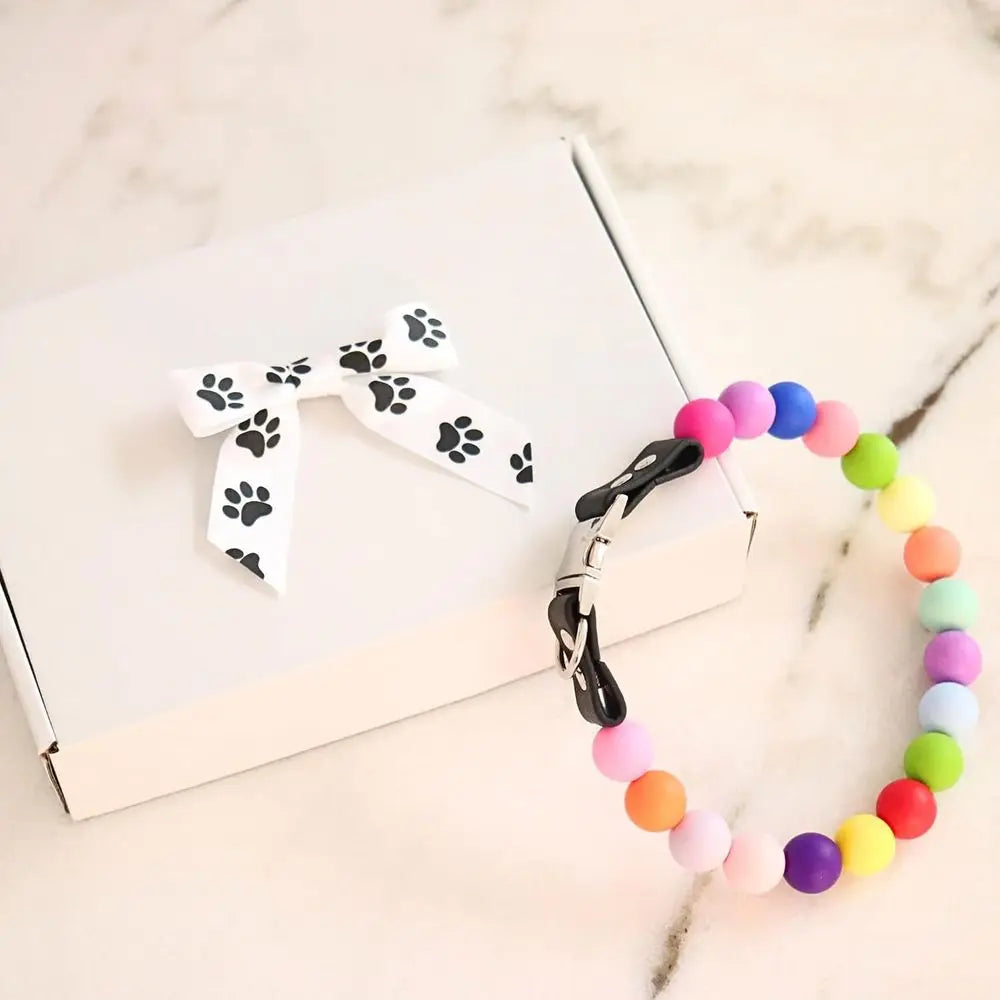 Handcrafted Beaded Silicone Pet Collar With D Ring Attachment
