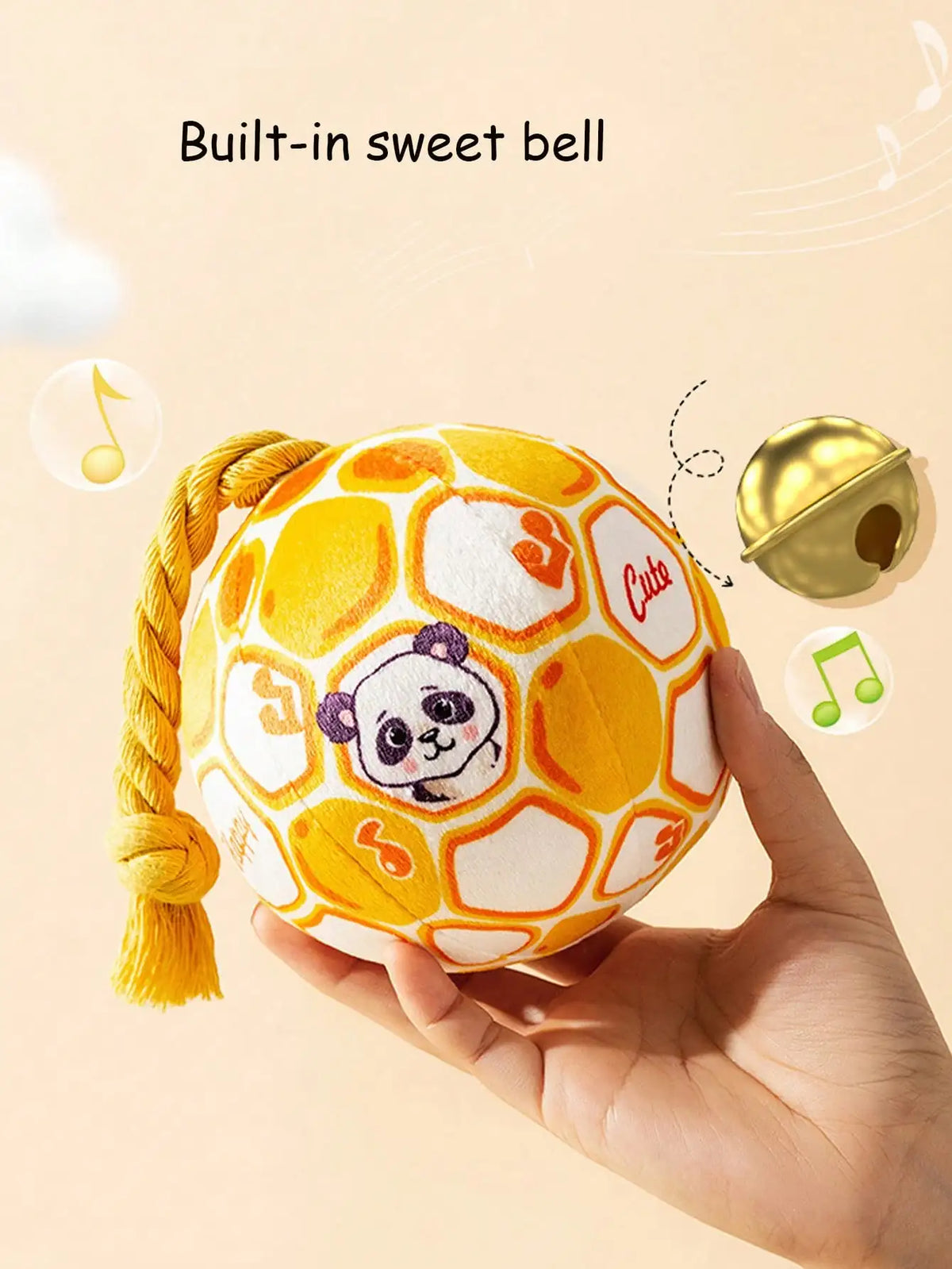 Cartoon Dog Toy Ball With Rope Squeaky Interactive Training Toy