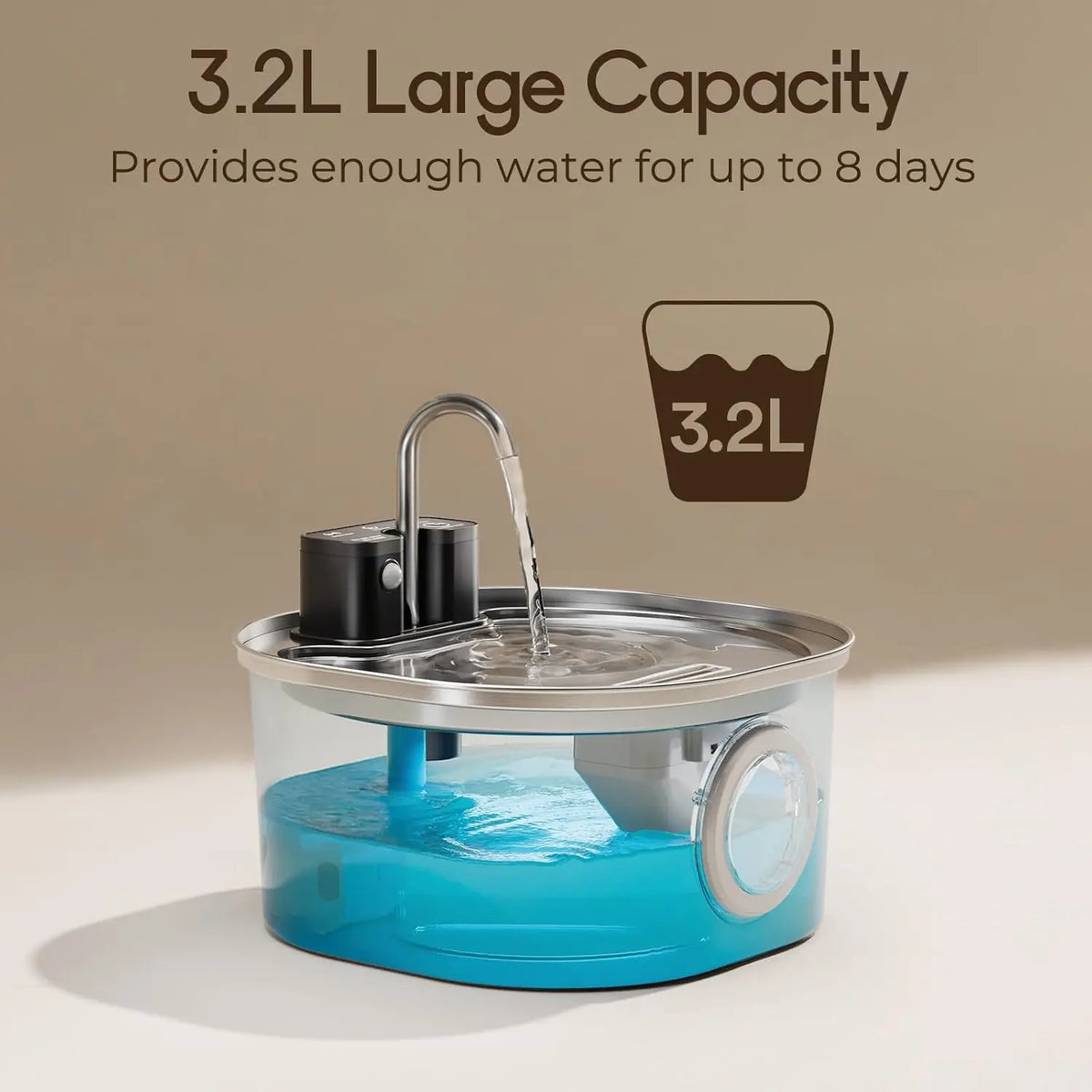 Automatic Stainless Steel Pet Water Fountain With Motion Sensor Display