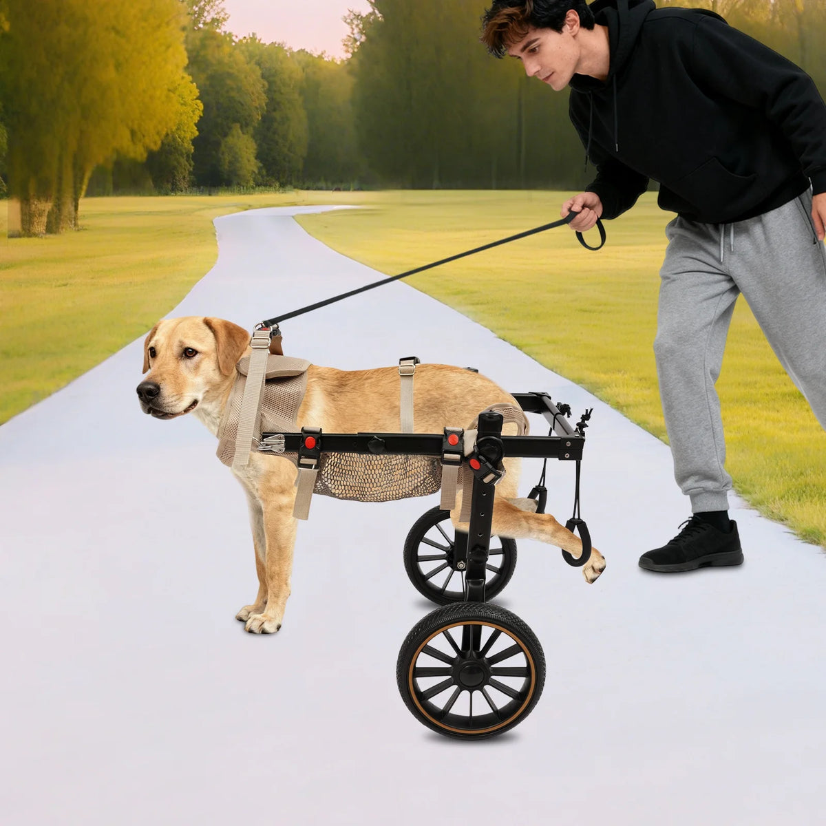 Cncest 2 Wheel Dog Wheelchair Back Pet Rehabilitation Walking Aid